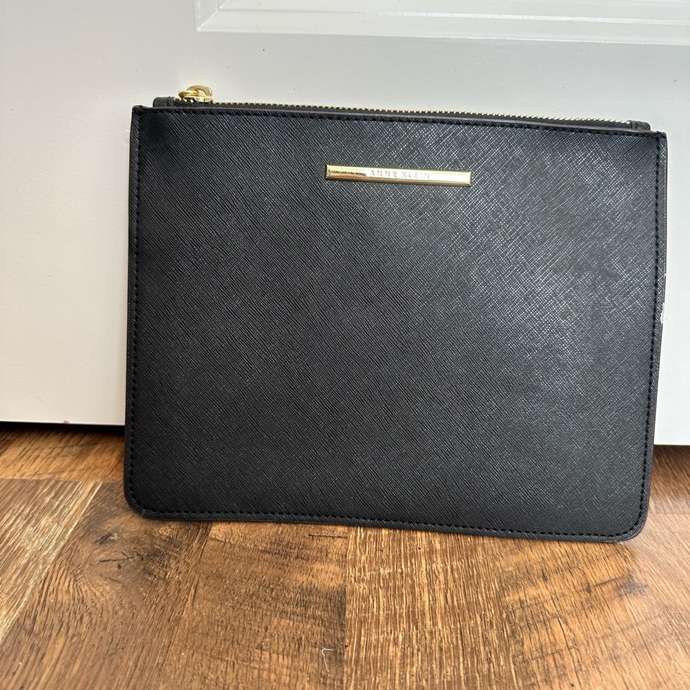 Anne Klein Black Pouch with Gold Detail